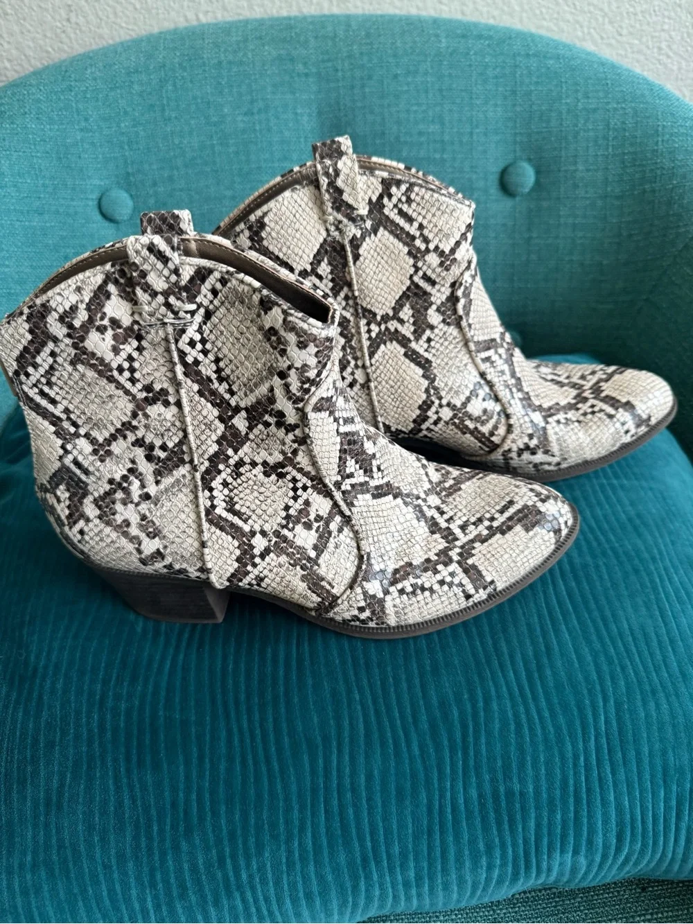 Style & Co. Snake-Print Chelsea Ankle Booties in Beige and Brown
